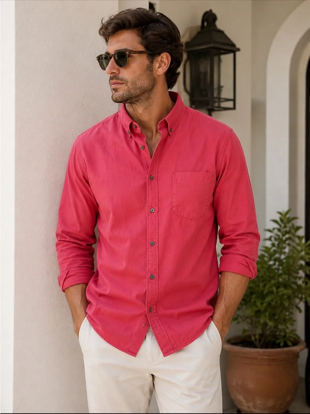 J. Crew Coral Button-Down Long Sleeve Shirt